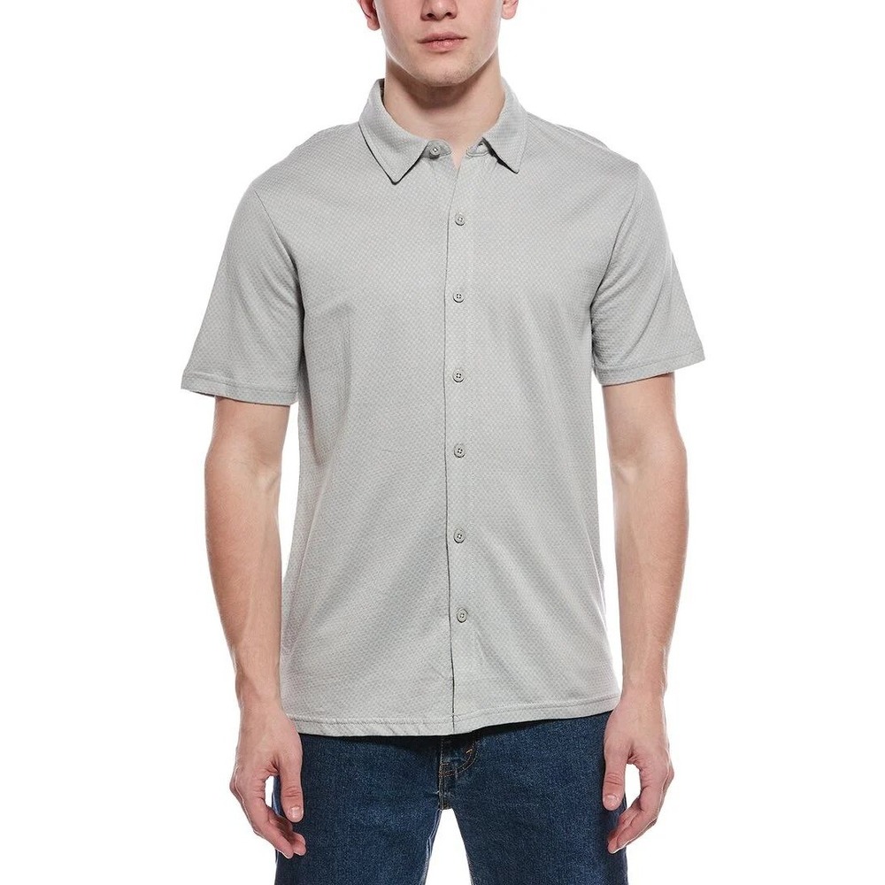 NWT Weatherproof Vintage Men's M Gray Belgian Block Button up Shirt Cotton